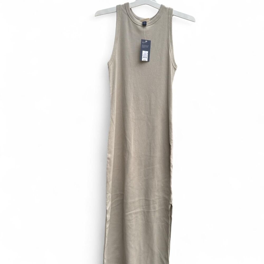 Women's Taupe Rib-Knit Maxi Bodycon Dress